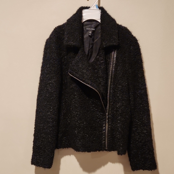 ❤️ EILEEN FISHER CURLY ALPACA BLACK MOTO JACKET, SP (SMALL PETITE) - Picture 8 of 16